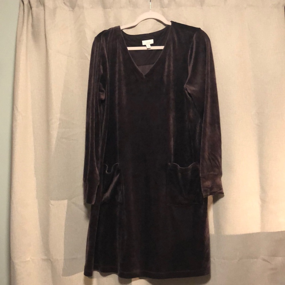 J Jill Velour burgundy dress. Large.